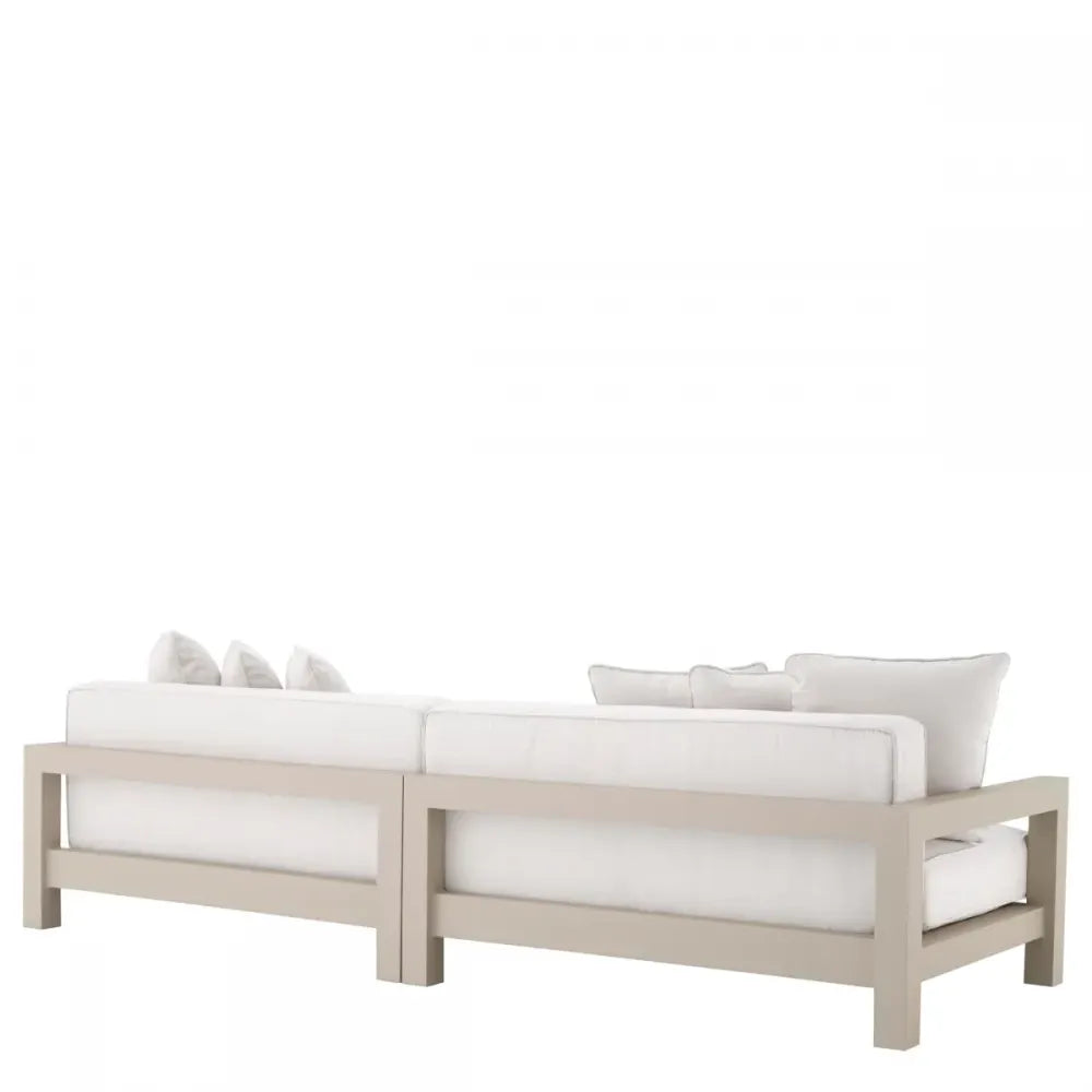 Canapea de exterior din Metal Bej si Stofa Alb H72xL273.5cm Cap-Antibes Eichholtz