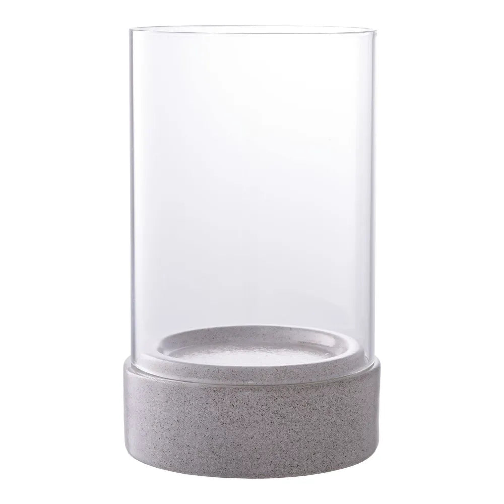 Suport lumanare din Ceramica/Sticla Gri/Transparent H25,5xD16cm Hurricane