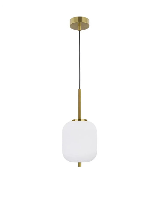 Pendul structura din Metal Auriu si abajur din Sticla Alb H120xL16.5cm IP20 LATO