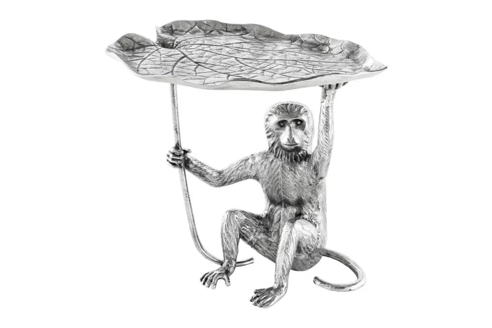 Masuta laterala din Metal Argintiu L55xH55cm Wildlife monkey