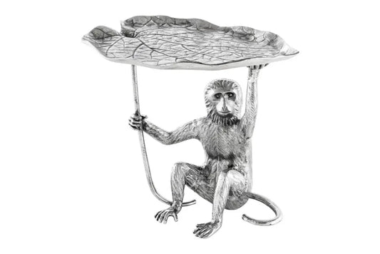 Masuta laterala din Metal Argintiu L55xH55cm Wildlife monkey