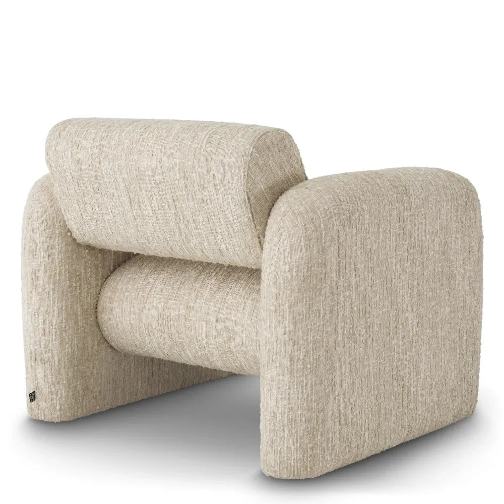 Fotoliu tapitat cu Stofa boucle Crem L100xA96xH80cm Vesper Eichholtz