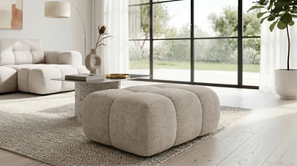 Taburet tapitat cu material pet friendly Alias bej L71x100cm