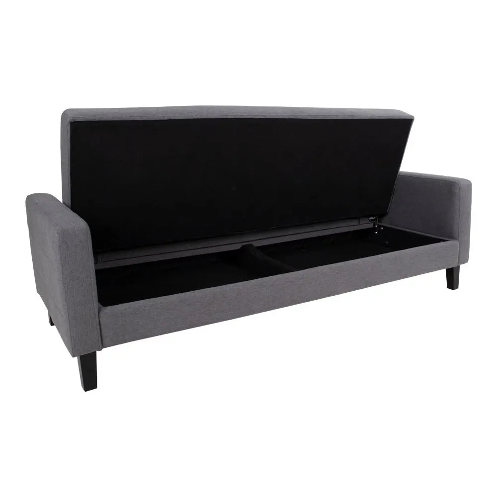 Canapea cu functie pat si spatiu depozitare tapitata cu Stofa Gri L204xH81cm Milton