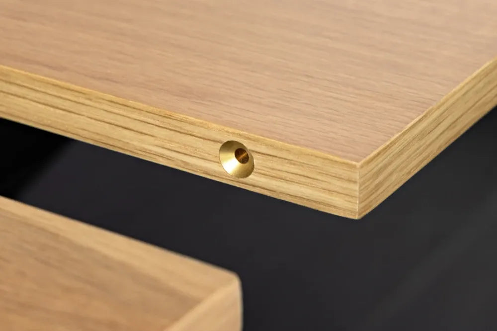 Masa extensibila din MDF/Funir de stejar Maro si Metal Negru L200-320xH76cm GIANT