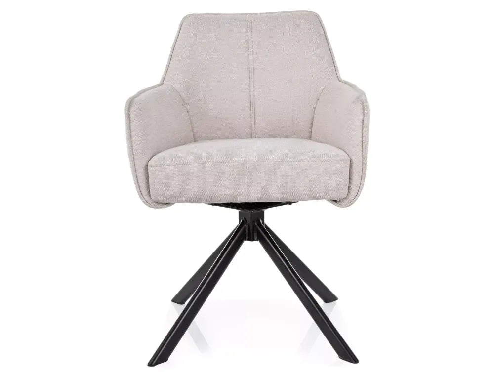 Scaun din Stofa Bej deschis si Metal Negru Hx83Lx55xA62cm Notti