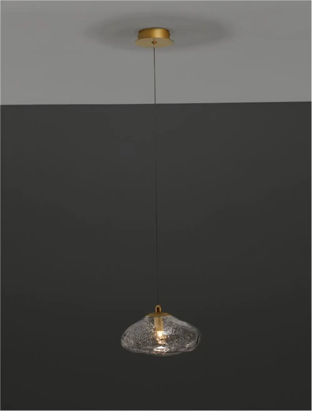 Pendul structura din Metal Auriu si abajur din Sticla Transparent H200xL20cm IP20 KING