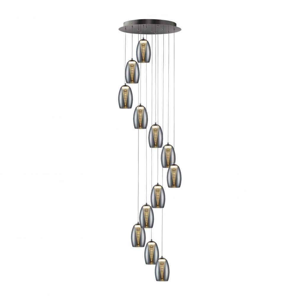 Lustra rotunda cu inaltime reglabila din Sticla Transparent cu LED  D54xH350cm Nebula