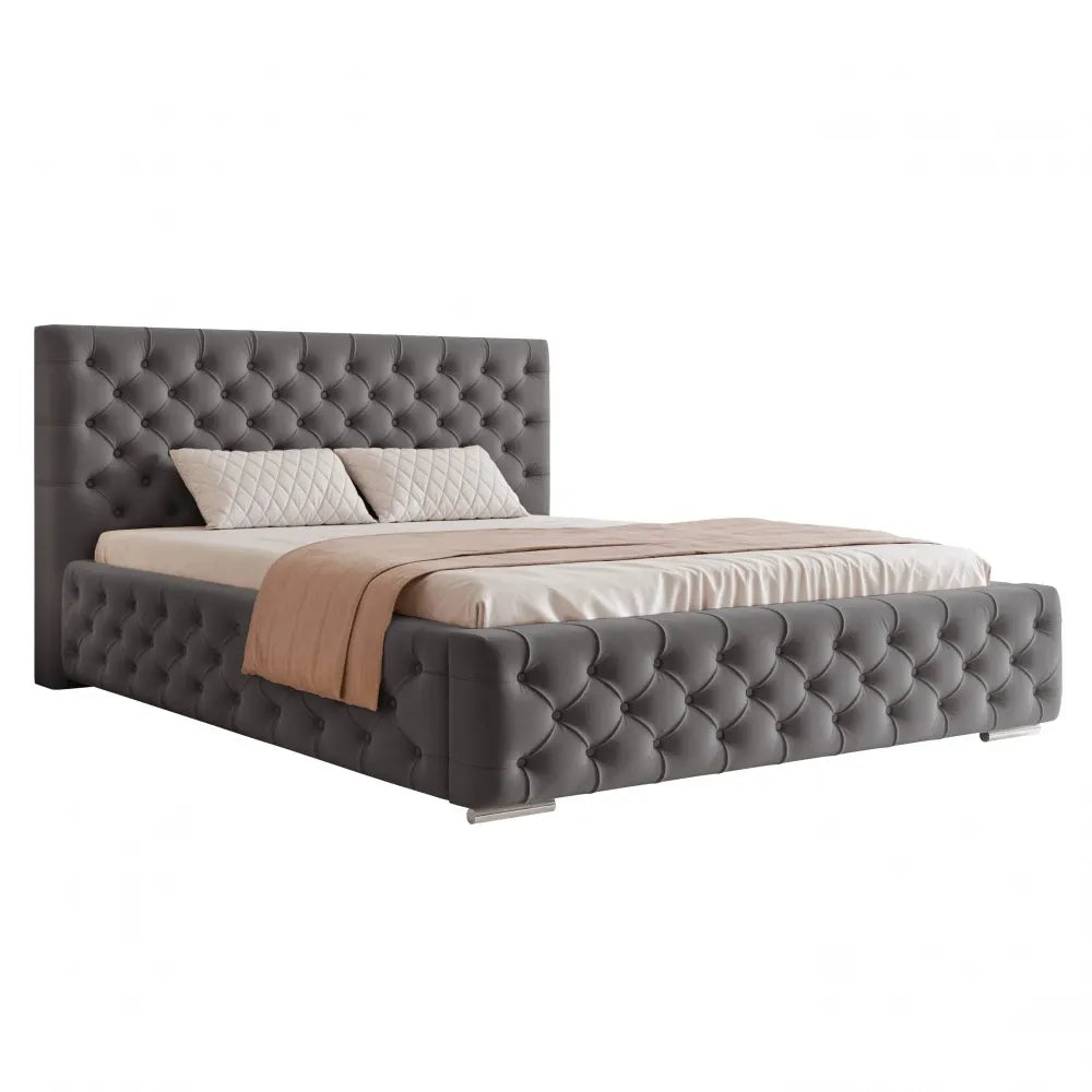 Pat 160 x 200 tapitat cu Stofa Kronos Gri Noah