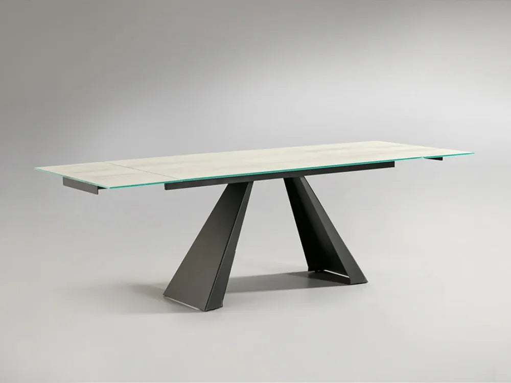 Masa din Metal Negru si Sticla securizata Alb L160xH76cm Alai