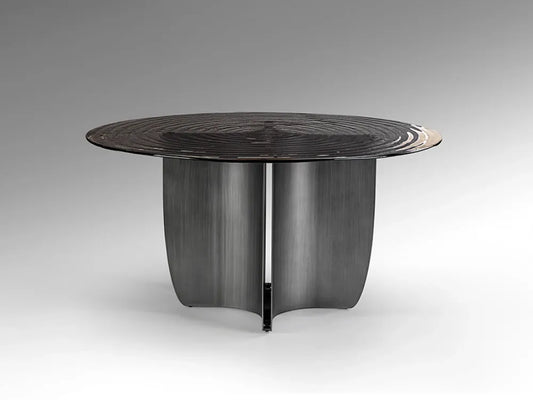 Masa rotunda din Metal Gri si Sticla Gri D150xH75cm Night