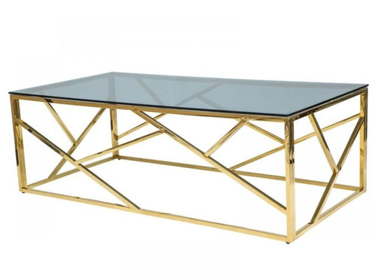 Masuta de cafea dreptunghiulara din sticla securizata si Metal Gri/Auriu L120xH40cm Escada