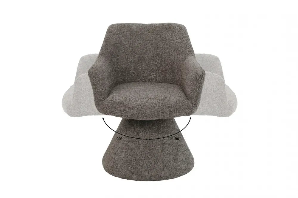 Scaun pivotant din Chenille Maro si Metal/Lemn Hx79Lx61xA62cm Ambiento