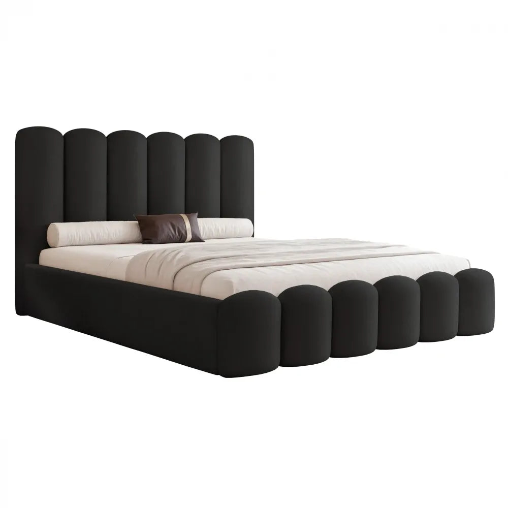 Pat 140 x 200 tapitat cu Catifea Magic velvet Negru Aveline