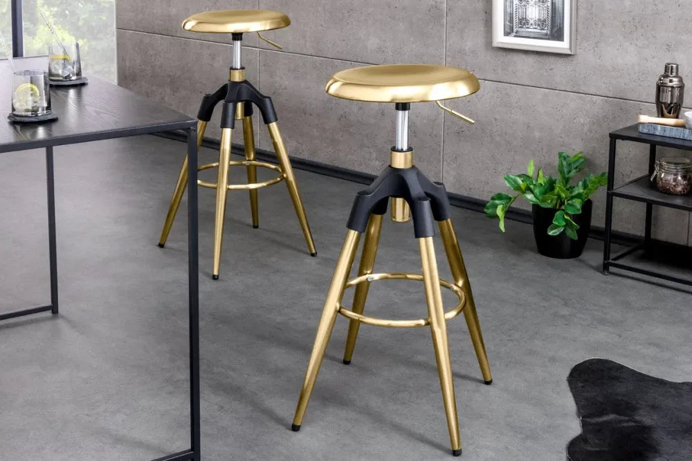 Scaun de bar din Metal Auriu H81xL39cm Industrial