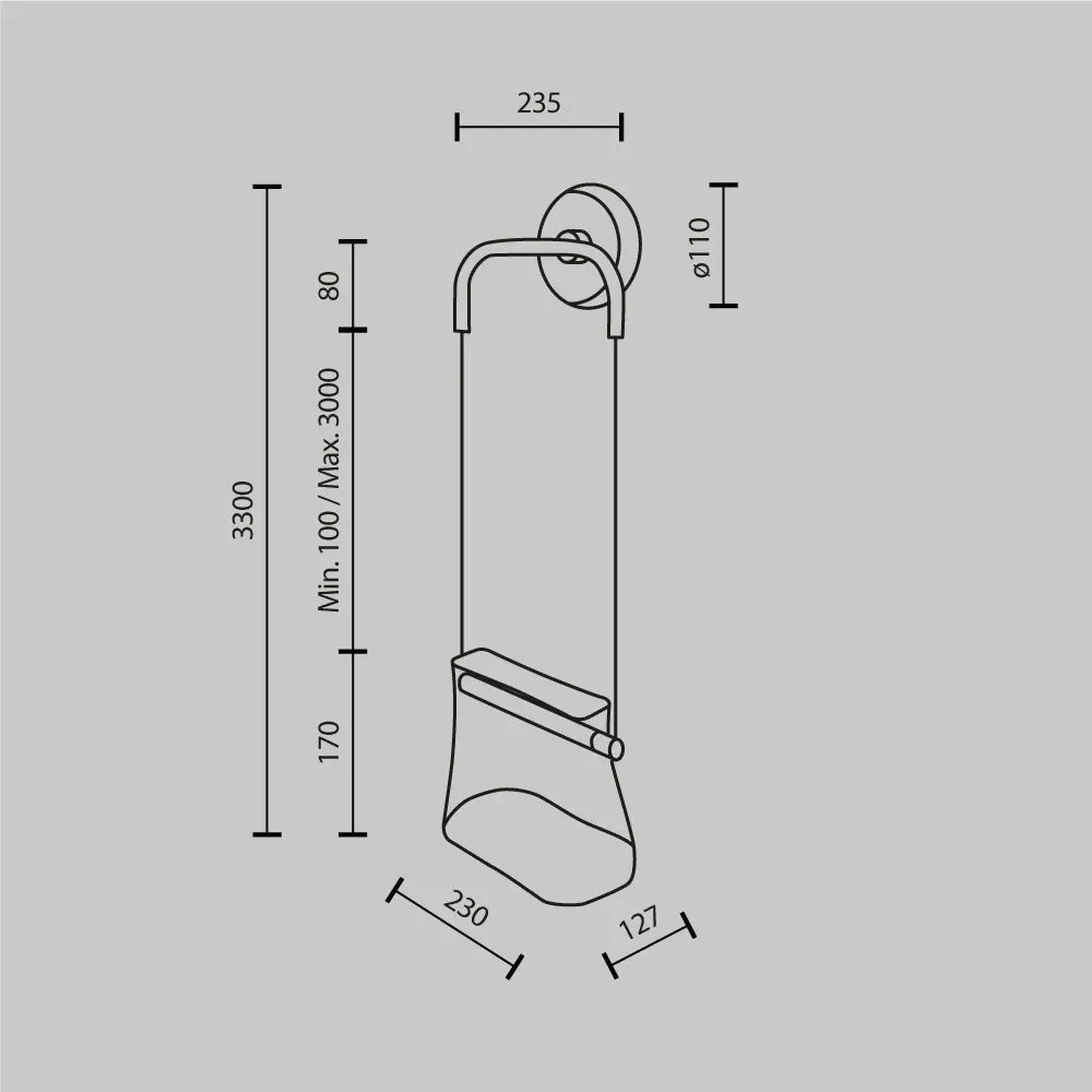 Aplica perete din Metal Alama H330xL25cm Cabaret
