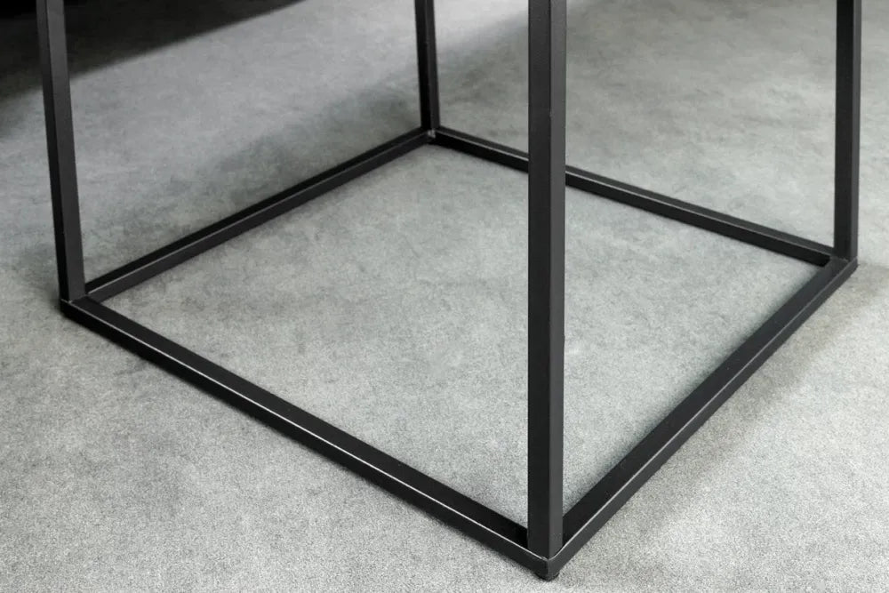 Masuta laterala din MDF Alb cu efect de marmura si Metal Negru L40xH45cm Architecture