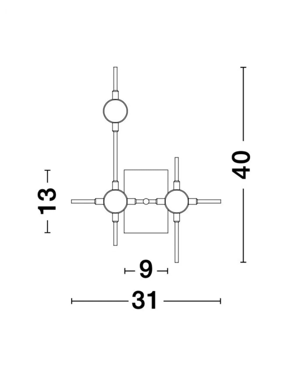 Aplica de perete structura din Metal Auriu si abajur din Acrilic Alb H40xL31cm IP20 9W 605lm 3000k ATOMO