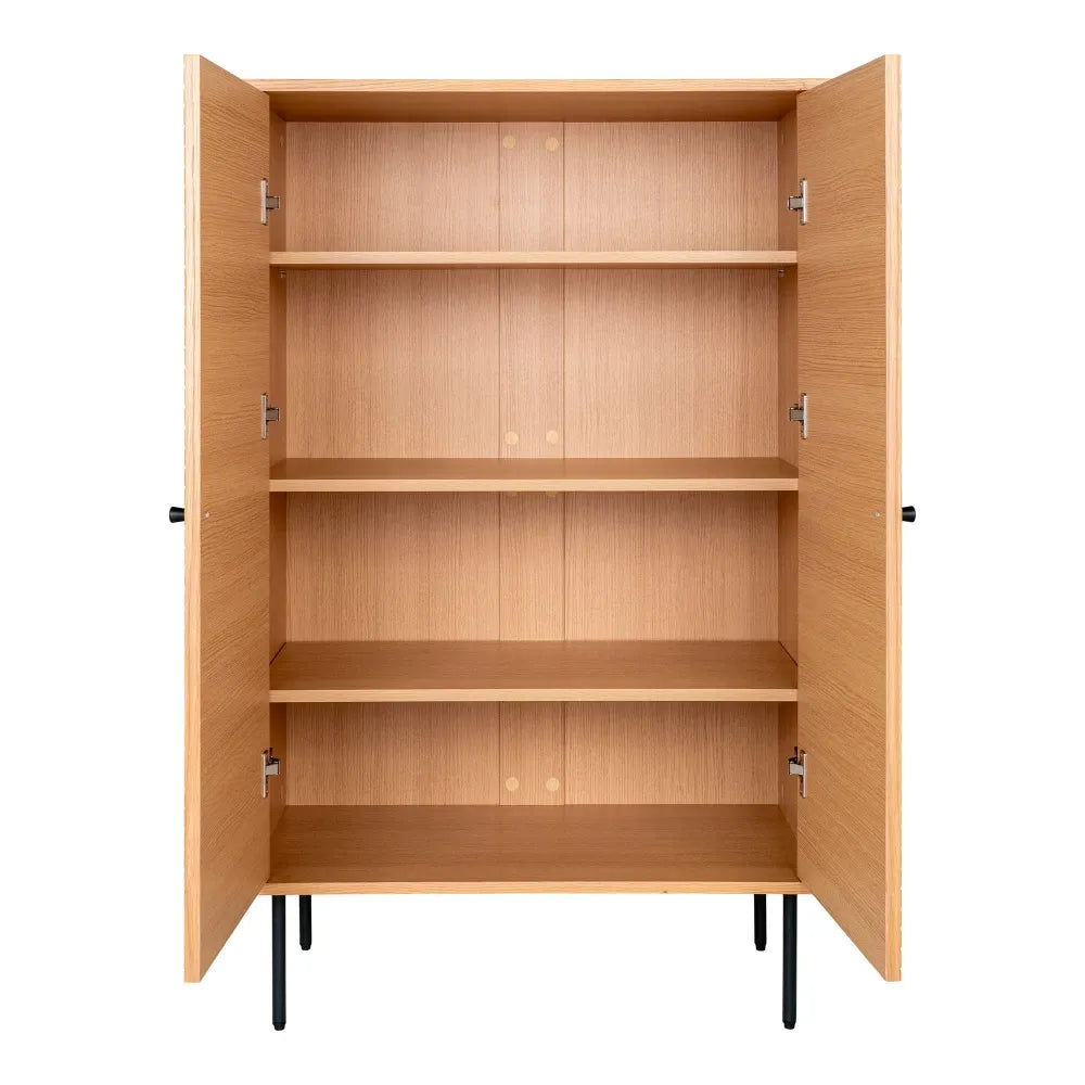Dulap din Furnir de stejar/MDF Maro si Metal Negru L80xH130cm Kyoto