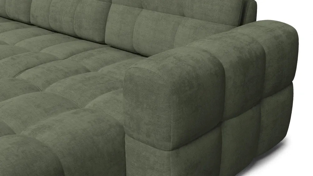 Coltar in forma de U tapitat cu material pet friendly Alias verde L374 x 219cm