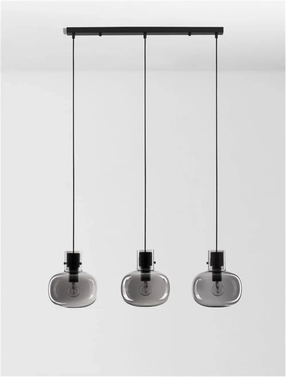Lustra structura din Metal Negru si abajur din Sticla Fumuriu H175xL86cm IP20 CINZIA