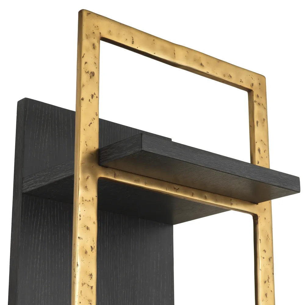 Raft suspendat din Furnir de stejar/Metal Gri carbune/Alama L45xH160cm Belcanto Eichholtz