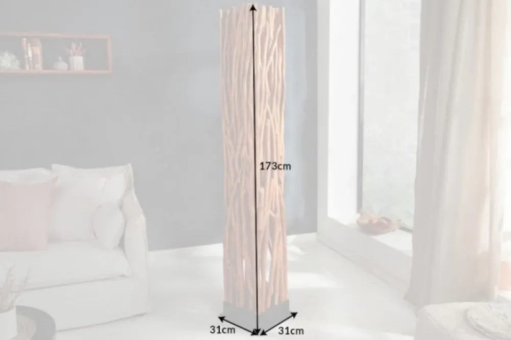 Lampa de podea din MDF Negru si Lemn Maro H173xL31cm Nature art
