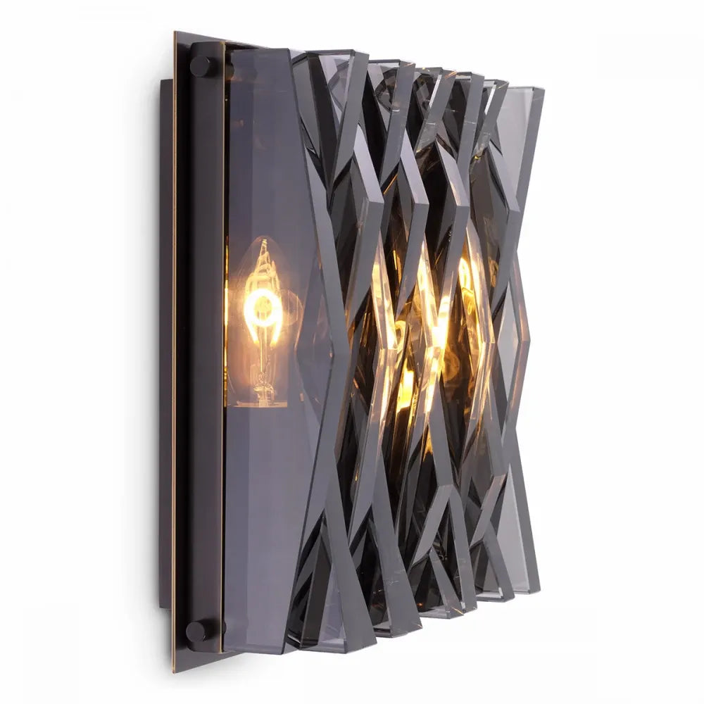 Aplica de perete din Metal Bronz si Sticla Negru H21xL15cm Nuvola S Eichholtz
