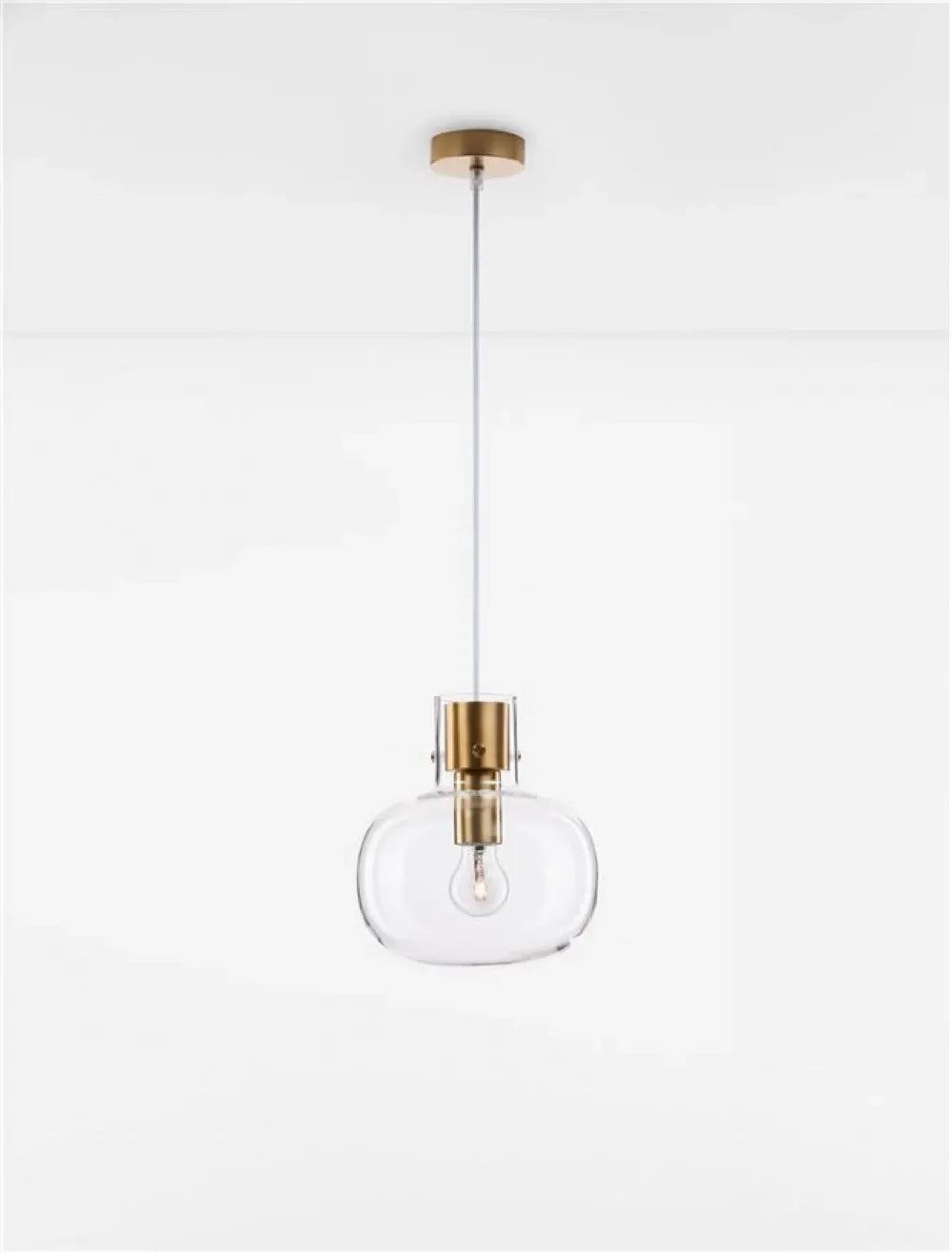 Pendul structura din Metal Alama si abajur din Sticla Transparent H228xL22cm IP20 CINZIA