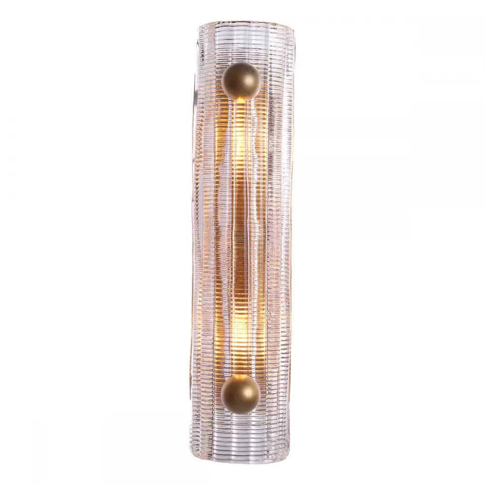 Aplica de perete din Otel inoxdabil Alama atichizata si Sticla Transparent H50xL12cm Dara Eichholtz