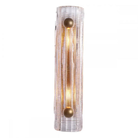 Aplica de perete din Otel inoxdabil Alama atichizata si Sticla Transparent H50xL12cm Dara Eichholtz