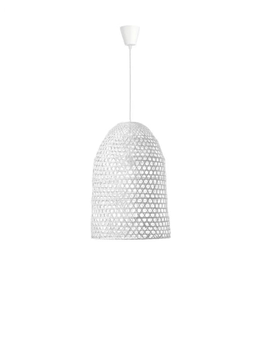 Pendul structura din Metal Alb si abajur din Ratan Alb H250xL40.5cm IP20 AURORA