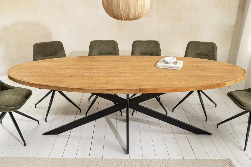 Masa ovala din Lemn de mango Maro si Metal Negru L240xH76cm Galaxie