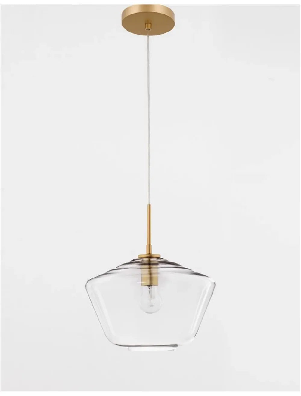 Pendul structura din Metal Auriu si abajur din Sticla Transparent H124xL30cm IP20 PRISMA