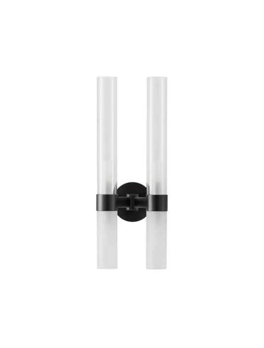 Aplica de perete structura din Metal Negru si abajur din Sticla Transparent/Alb H46.5xL17.5cm IP20 CENTURY