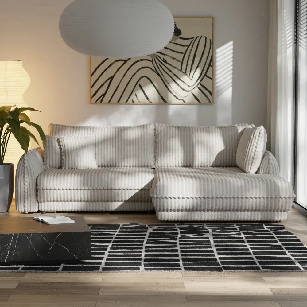 Coltar extensibil cu spatiu depozitare din Corduroy Crem Mojave II