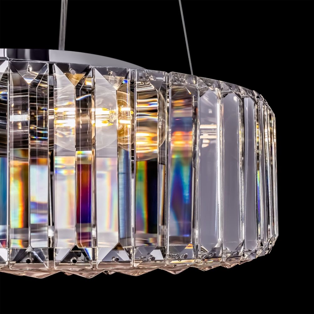 Lustra rotunda cu inaltime reglabila din Cristal Transparent cu 6 becuri D40xH86cm Recinto