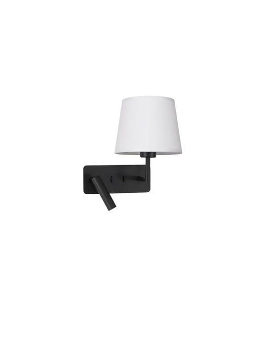 Aplica de perete structura din Aluminiu Negru si abajur din Textil Alb H32xL27.5cm IP20 15W 210lm 3000k SAVONA