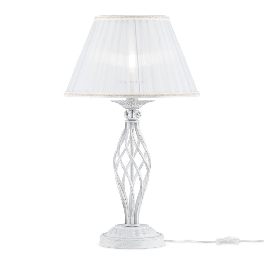 Veioza din Organza si Metal Alb D32xH56cm Grace