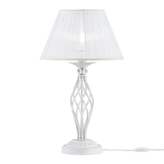 Veioza din Organza si Metal Alb D32xH56cm Grace