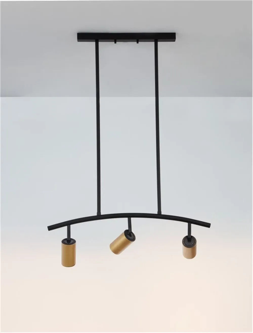 Lustra structura din Aluminiu Negru si abajur din Aluminiu Auriu H90xL72.2cm IP20 POGNO