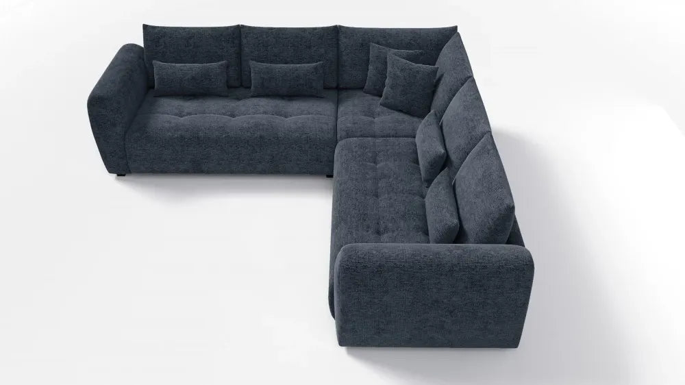 Coltar simetric tapitat cu Chenille Sajma 12 Albastru L306x306cm Trezzo