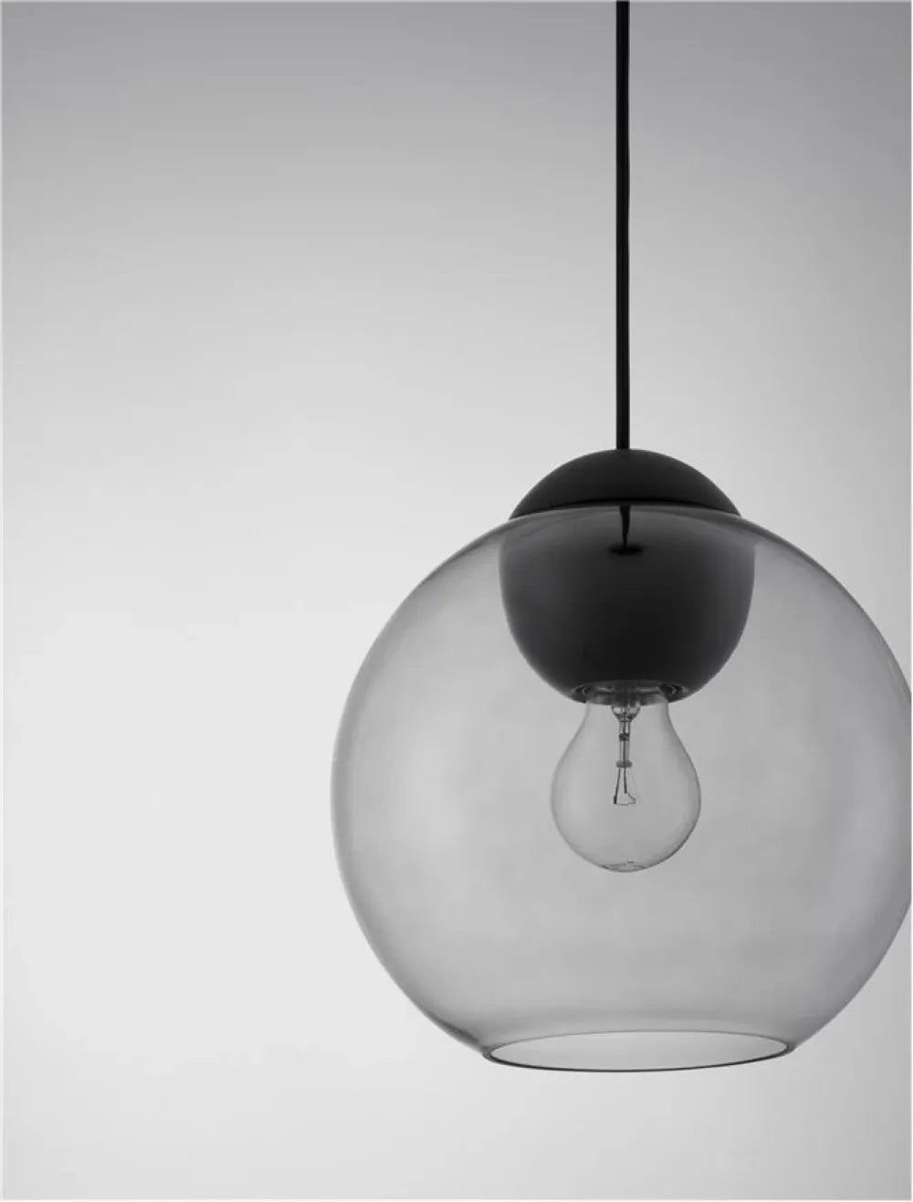 Pendul structura din Metal Negru si abajur din Sticla Fumuriu H182.5xL24cm IP20 MIDORI