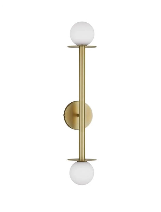 Aplica de perete structura din Metal Auriu si abajur din Sticla Alb H67xL12cm IP20 PIELO