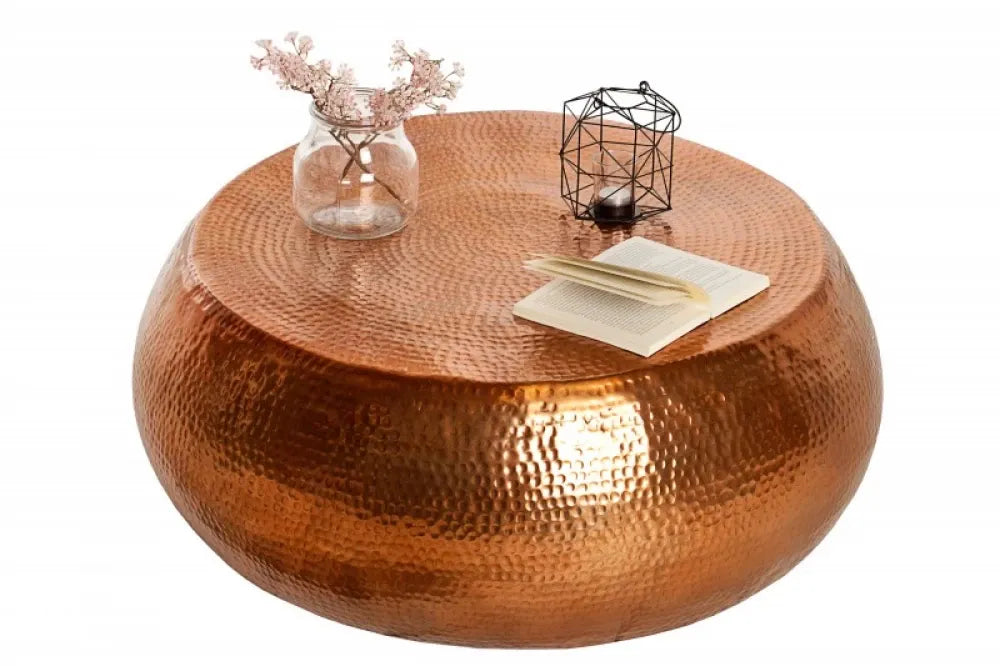 Masuta de cafea Rotunda din Metal Cupru D80xH30cm Orient