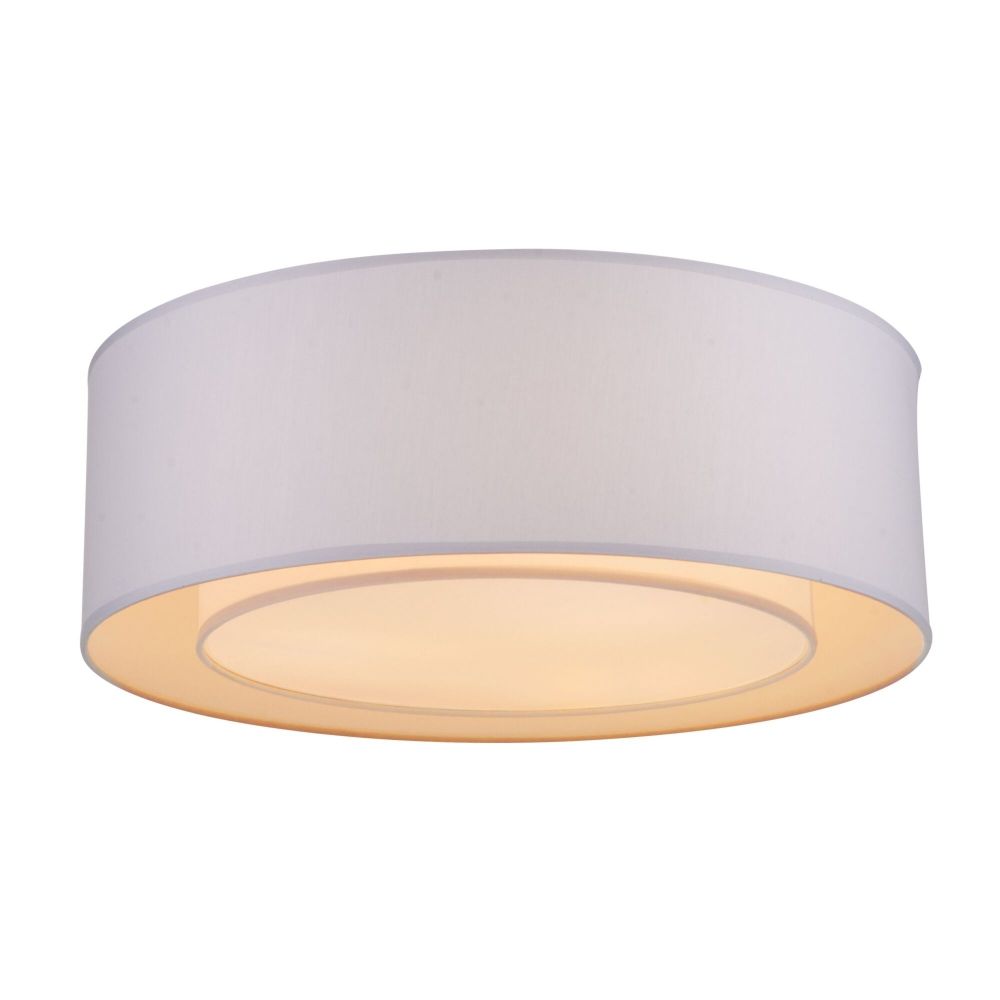 Plafoniera Rotunda din Textil si Metal Alb/Argintiu Bergamo D52xH18cm
