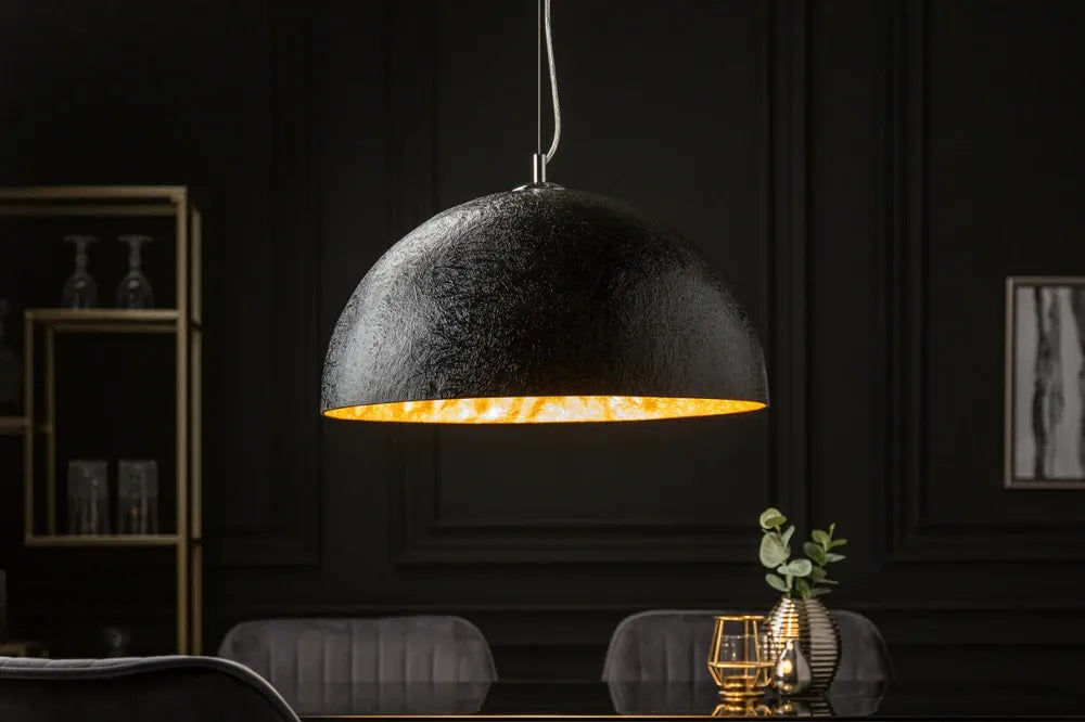 Pendul din Metal Argintiu si Fibra de sticla Negru/Auriu D50xH120cm Glow