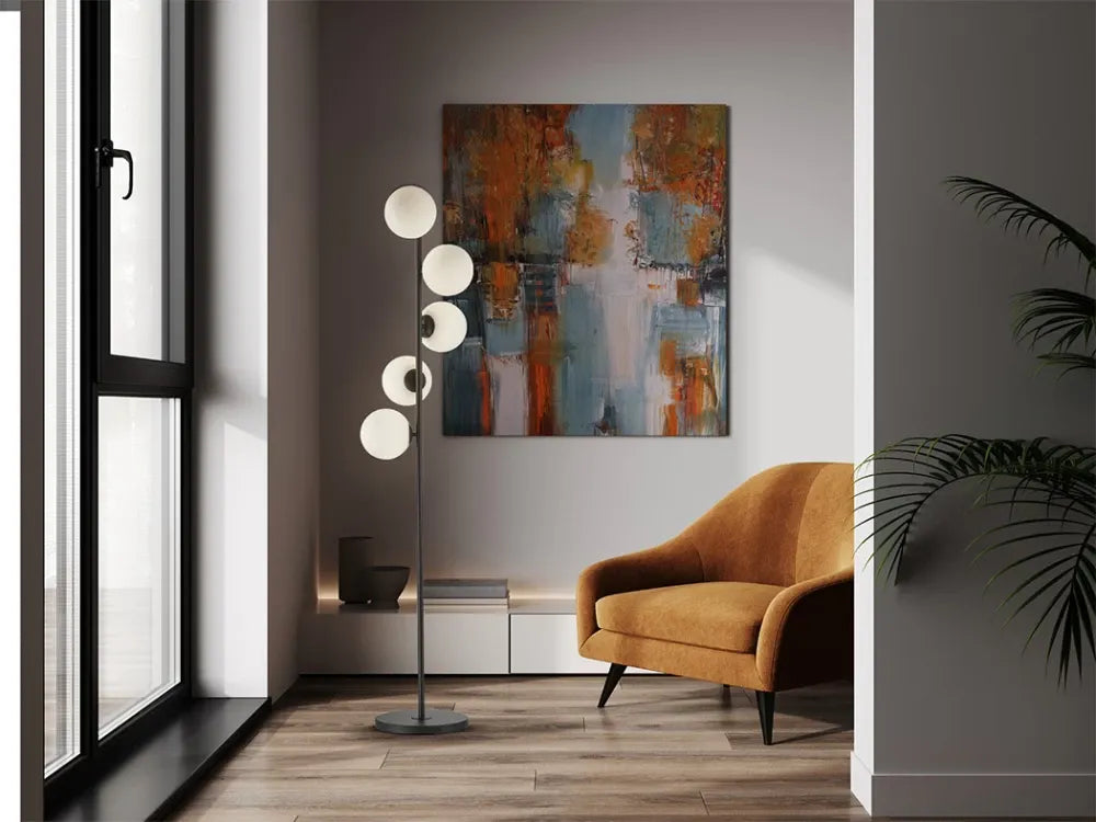 Lampa de podea din Metal Negru si Sticla Alb H159xD34cm Inoa