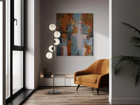 Lampa de podea din Metal Negru si Sticla Alb H159xD34cm Inoa