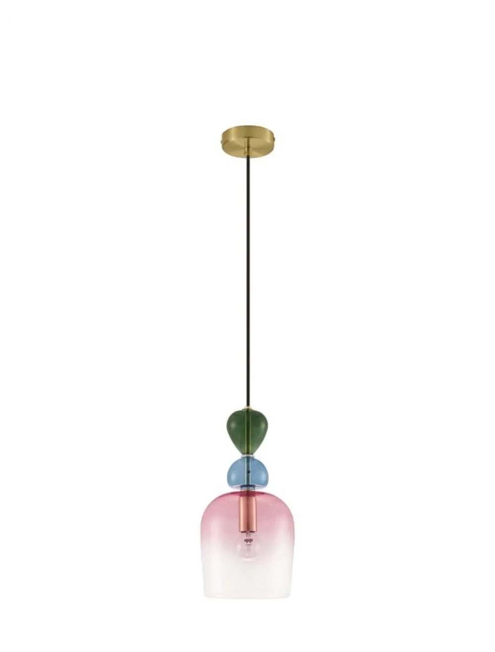Pendul structura din Metal Negru/Auriu si abajur din Sticla Multicolor H185.5xL15.7cm IP20 MURANO